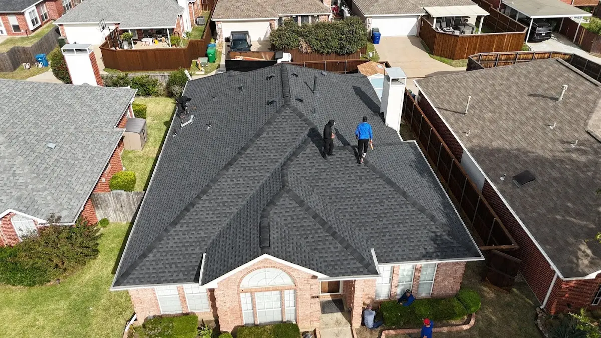 Slate & Tile Roof Repair work in progress on a Corsicana property
